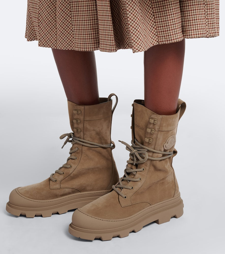 Moncler Vera leather ankle boots in Beige - Flat Boots