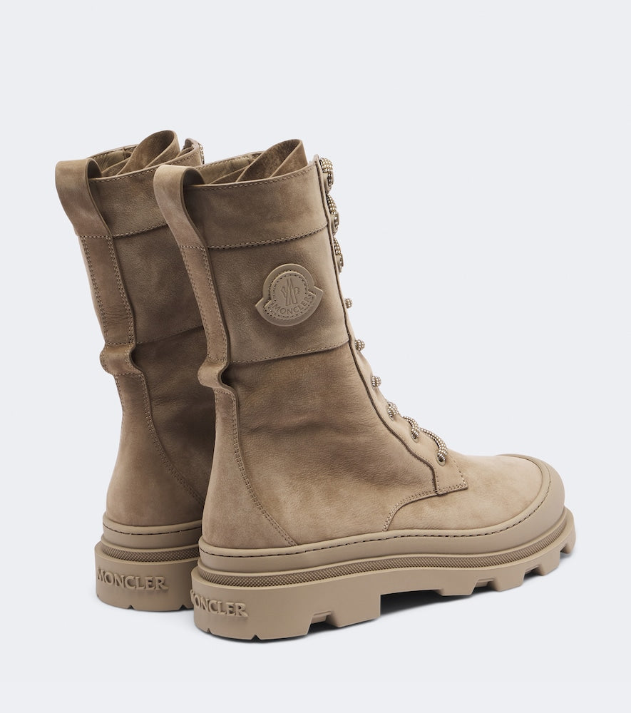Moncler Vera leather ankle boots in Beige - Flat Boots