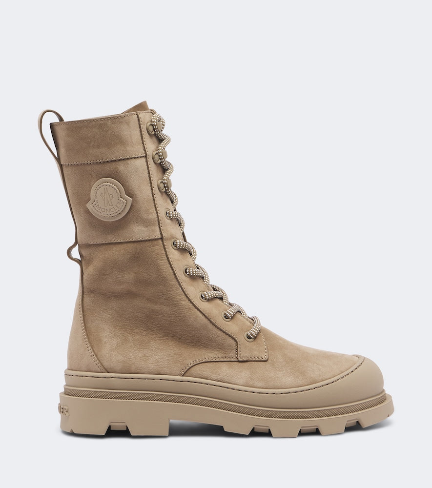 Moncler Vera leather ankle boots in Beige - Flat Boots