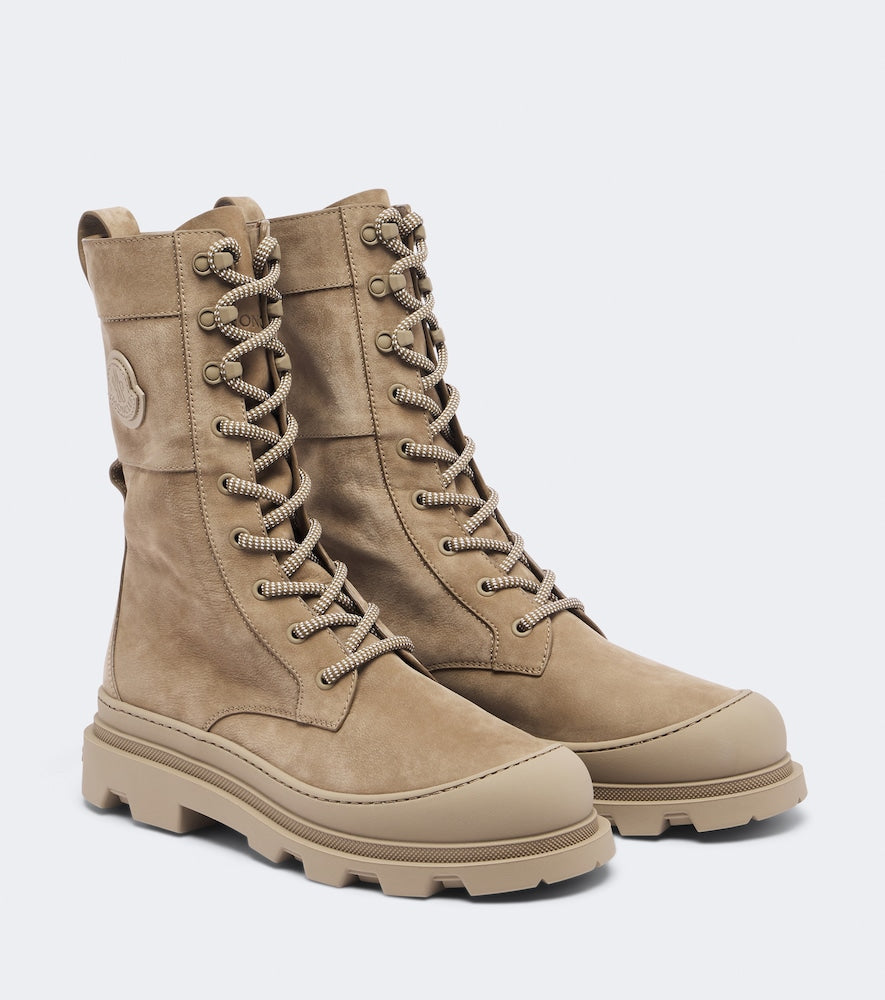 Moncler Vera leather ankle boots in Beige - Flat Boots