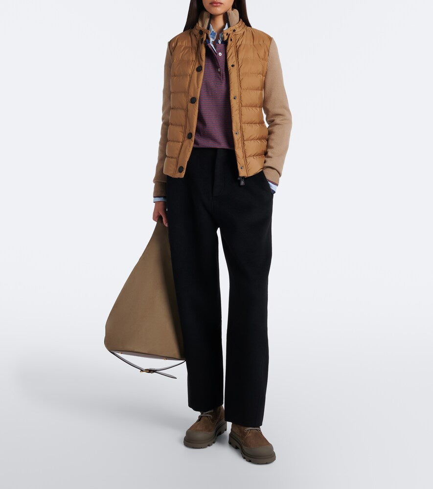 Moncler Vera shearling-trimmed suede lace-up boots in Brown - Flat Boots