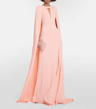 Monique Lhuillier Caped keyhole satin gown
