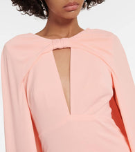 Monique Lhuillier Caped keyhole satin gown