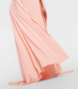 Monique Lhuillier Caped keyhole satin gown