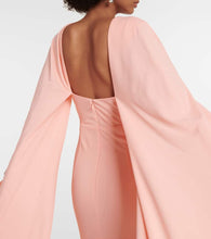 Monique Lhuillier Caped keyhole satin gown