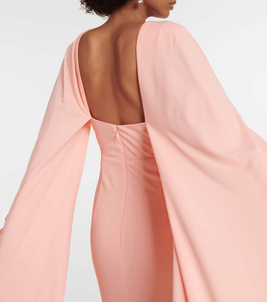 Monique Lhuillier Caped keyhole satin gown