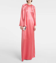 Monique Lhuillier Caped silk satin gown