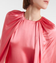 Monique Lhuillier Caped silk satin gown