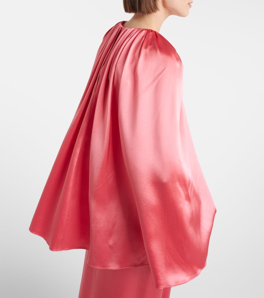 Monique Lhuillier Caped silk satin gown