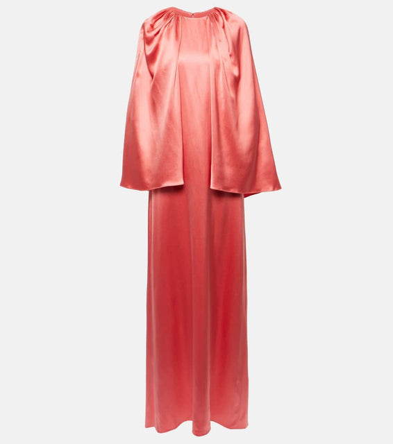 Monique Lhuillier Caped silk satin gown
