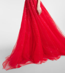 Monique Lhuillier Embellished tulle gown