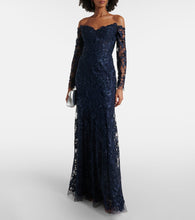 Monique Lhuillier Floral embroidered tulle gown