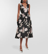 Monique Lhuillier Floral jacquard midi dress