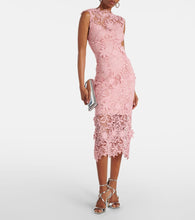 Monique Lhuillier Floral lace guipure midi dress
