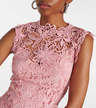 Monique Lhuillier Floral lace guipure midi dress