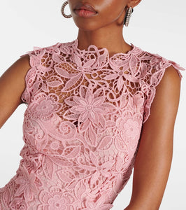 Monique Lhuillier Floral lace guipure midi dress