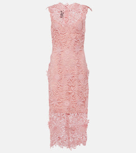 Monique Lhuillier Floral lace guipure midi dress
