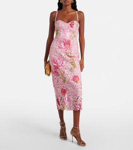 Monique Lhuillier Guipure lace bustier dress