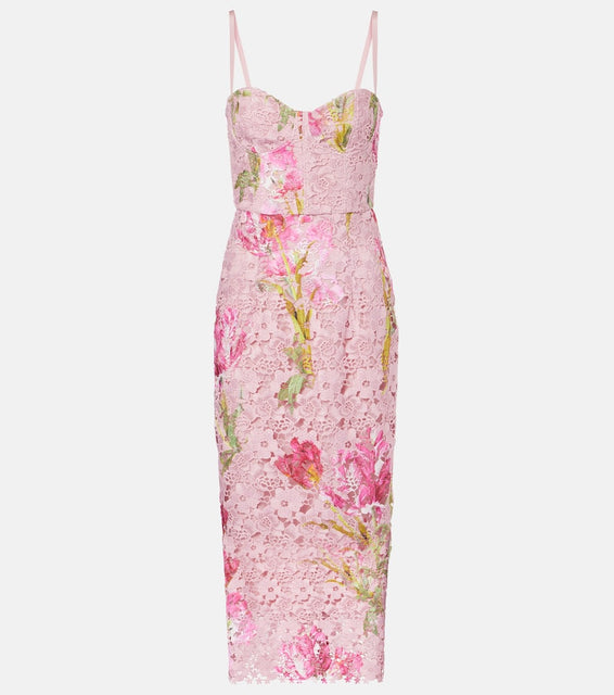 Monique Lhuillier Guipure lace bustier dress