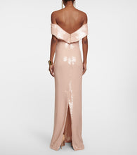 Monique Lhuillier Sequined off-shoulder gown