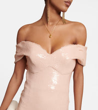 Monique Lhuillier Sequined off-shoulder gown