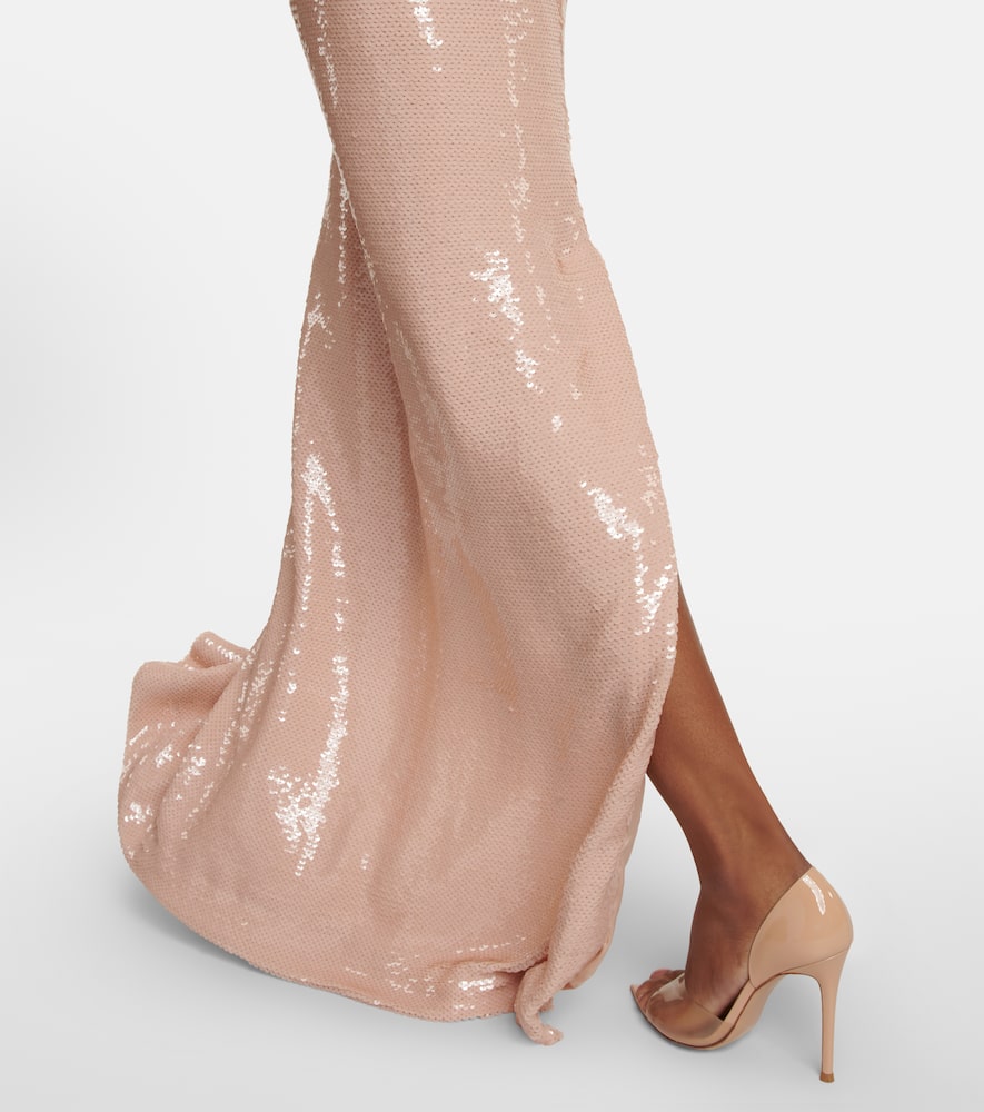 Monique Lhuillier Sequined off-shoulder gown