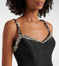 Monique Lhuillier Tumpet embellished silk gown