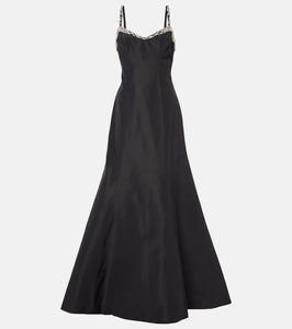 Monique Lhuillier Tumpet embellished silk gown