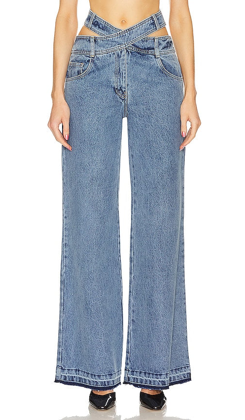 Monse Criss Cross Waist Pant in Blue - Pantalon Monse à taille croisée en bleu - Monse 蓝色十字交叉腰裤 - Monse Criss-Cross-Taillenhose in Blau - Monse Criss Cross 웨이스트 팬츠 블루 색상 - Pantaloni Monse Criss Cross in blu