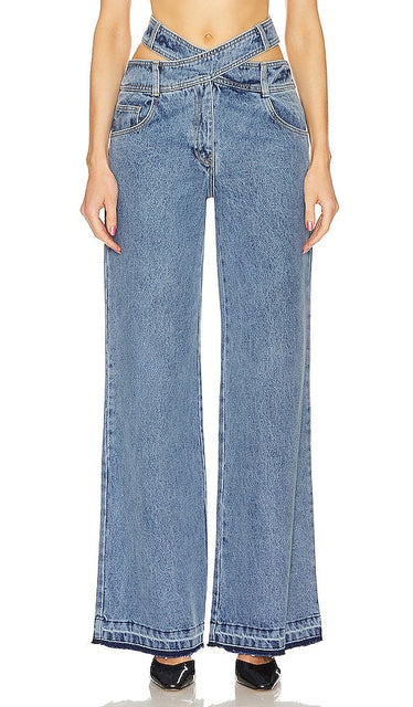 Monse Criss Cross Waist Pant in Blue - Pantalon Monse à taille croisée en bleu - Monse 蓝色十字交叉腰裤 - Monse Criss-Cross-Taillenhose in Blau - Monse Criss Cross 웨이스트 팬츠 블루 색상 - Pantaloni Monse Criss Cross in blu