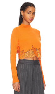 Monse Cropped Sweater in Orange