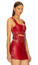 Monse Double Belted Leather Bra Top in Red