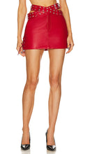 Monse Leather Criss Cross Mini Skirt in Red