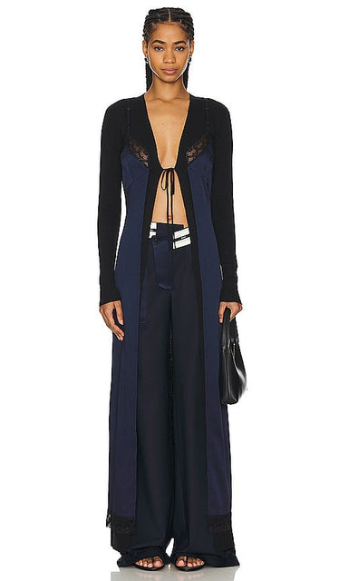 Monse Lingerie Maxi Cardigan in Navy - Monse Lingerie Maxi Cardigan en Bleu Marine - Monse Lingerie 海军蓝长开衫 - Monse Lingerie Maxi-Cardigan in Marineblau - Monse Lingerie 맥시 가디건 네이비 색상 - Maxi cardigan Monse Lingerie in blu marino