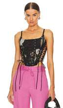 Monse Print Laced Bustier in Black - Bustier lacé imprimé Monse en noir - 黑色 Monse 印花蕾丝紧身胸衣 - Schnür-Bustier mit Monse-Print in Schwarz - Monse 프린트 레이스 뷔스티에 블랙 색상 - Bustino allacciato con stampa Monse in nero