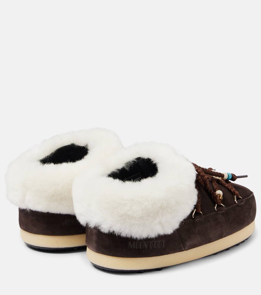 Moon Boot Faux fur-trimmed suede mules
