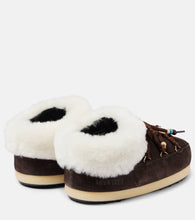 Moon Boot Faux fur-trimmed suede mules