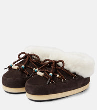 Moon Boot Faux fur-trimmed suede mules