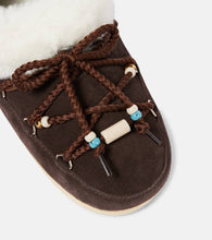 Moon Boot Faux fur-trimmed suede mules