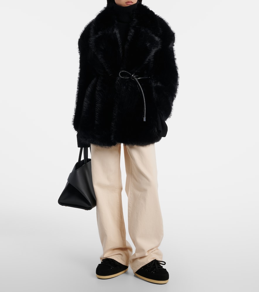Black Moon Boot EVX shearling-trimmed suede mules - Flat Boots