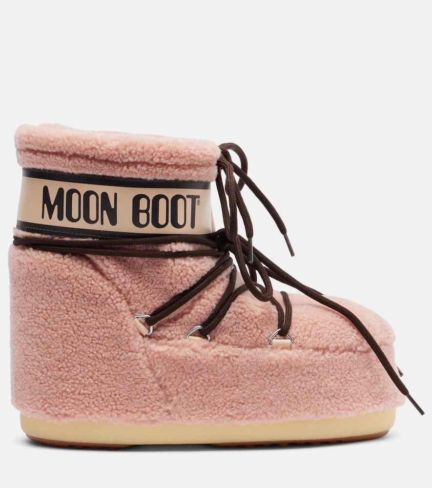Moon Boot Icon Low fleece snow boots in Pink - Flat Boots