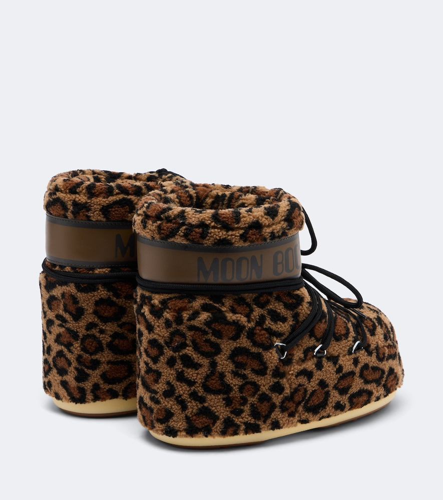 Brown Moon Boot Icon Low leopard-print teddy snow boots - Flat Boots