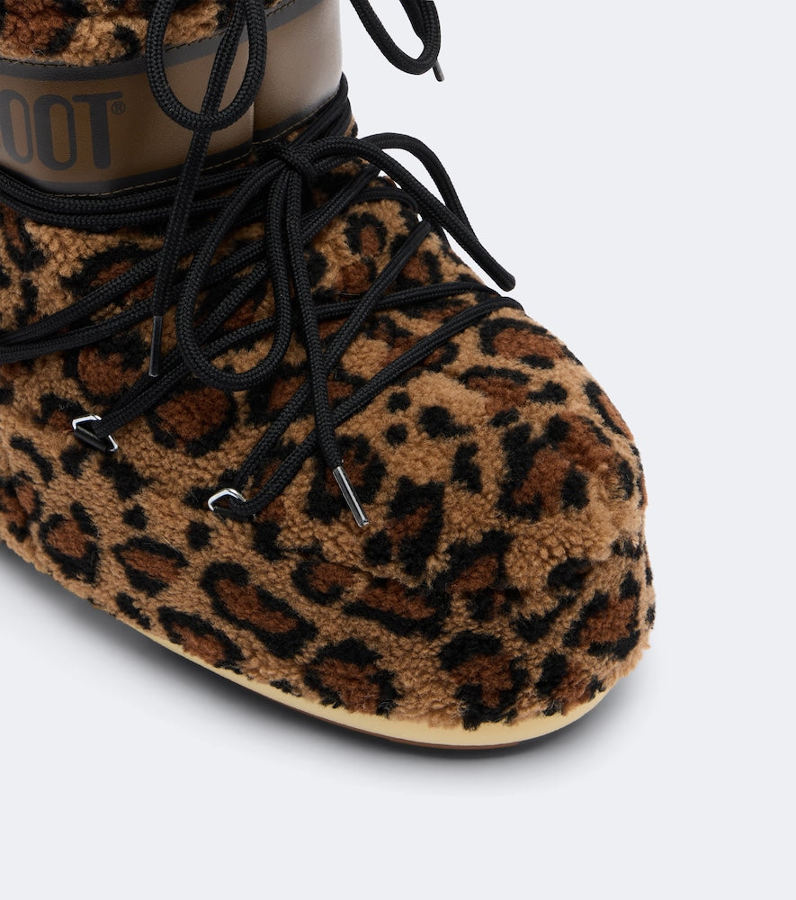 Brown Moon Boot Icon Low leopard-print teddy snow boots - Flat Boots