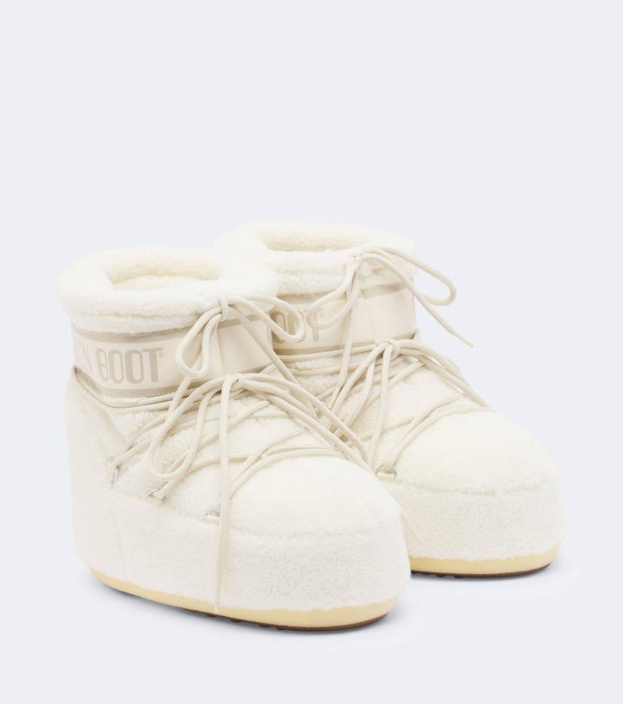 Moon Boot Icon Low teddy snow boots (Pink) - Flat Boots