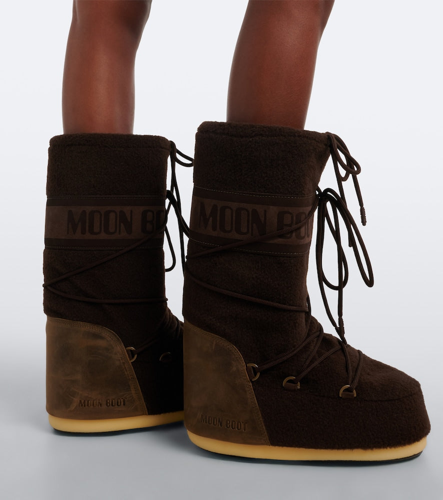 Brown Moon Boot Icon leather-trimmed snow boots - Flat Boots
