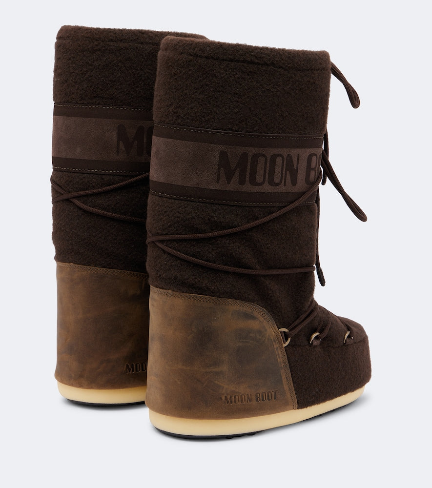 Brown Moon Boot Icon leather-trimmed snow boots - Flat Boots