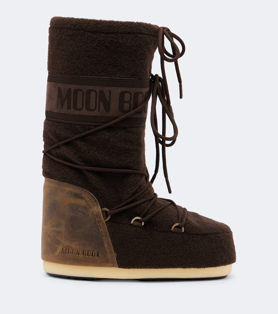 Brown Moon Boot Icon leather-trimmed snow boots - Flat Boots