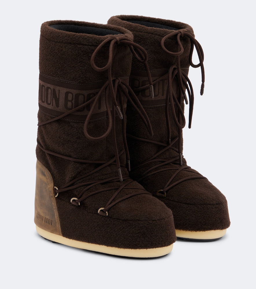 Brown Moon Boot Icon leather-trimmed snow boots - Flat Boots
