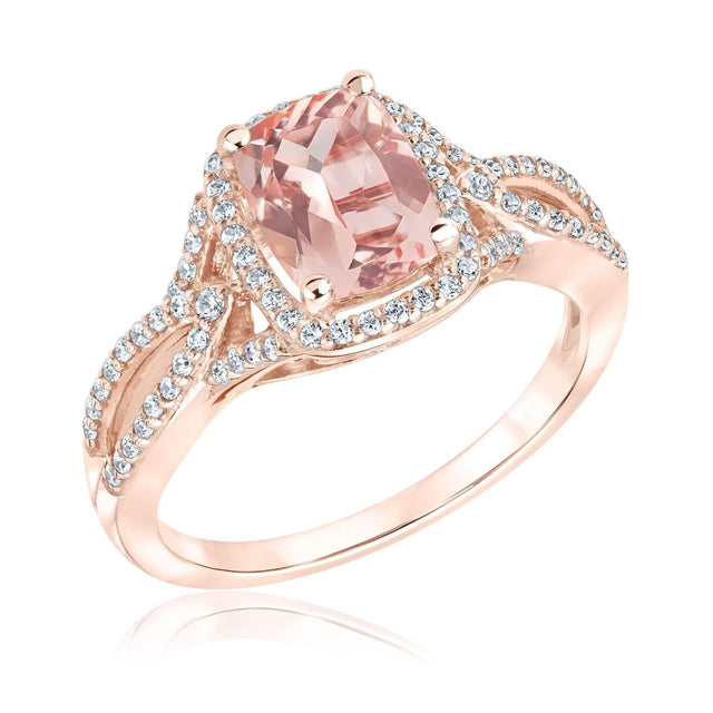 Morganite and 1/3ctw Diamond Twist Rose Gold Ring