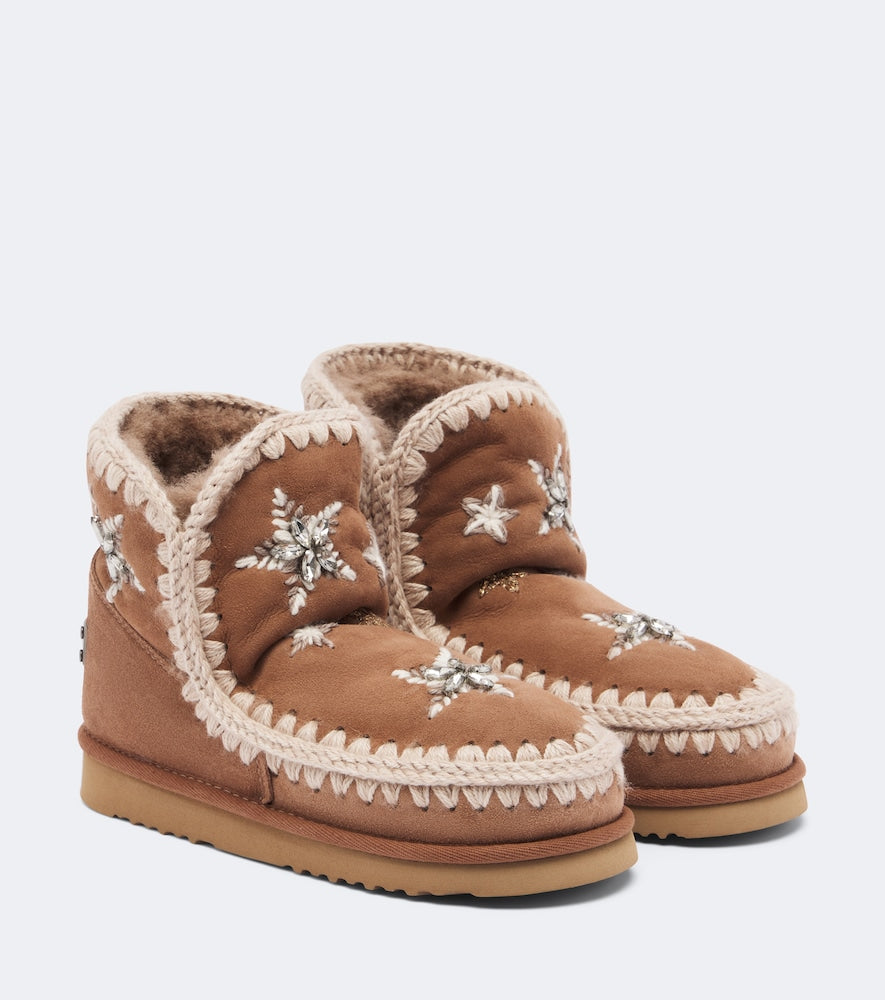 Mou 18 embellished suede ankle boots (Brown) - Flat Boots